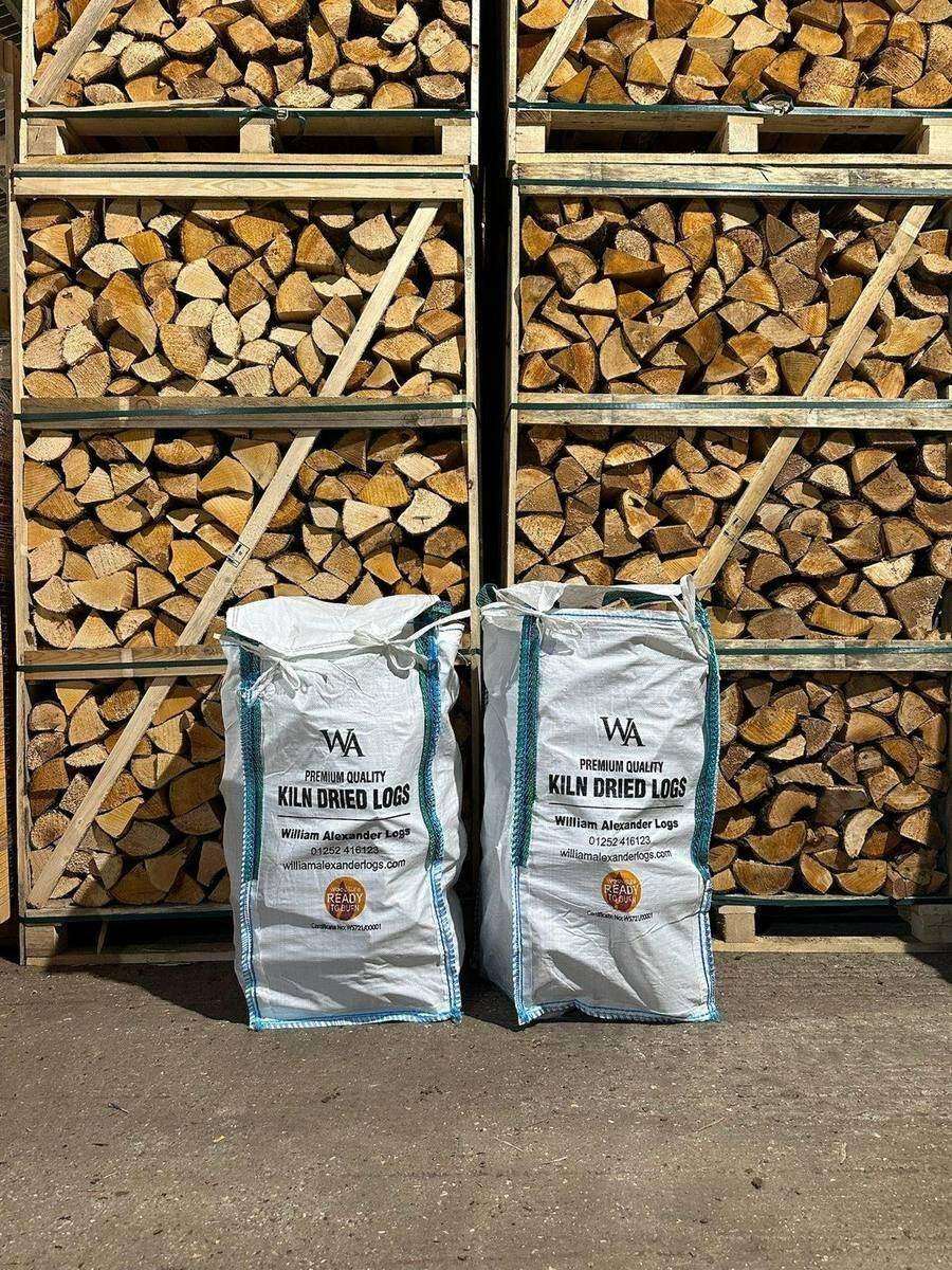 Crates and bags of firewood at the Winchfield yard